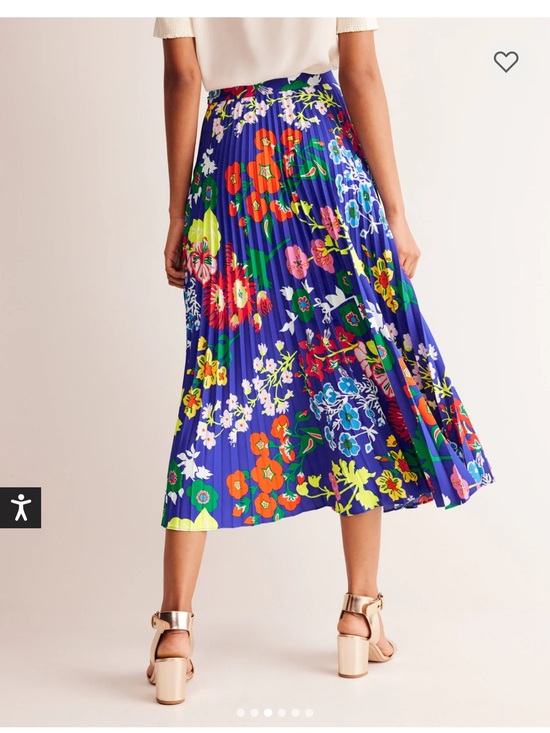 Boden Dresses & Skirts - Boden Pleated Midi Skirt Blue Wildflower Cluster mid calf invisible zip Sz 8